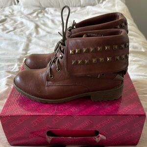 Brown Studded Ankle Boots